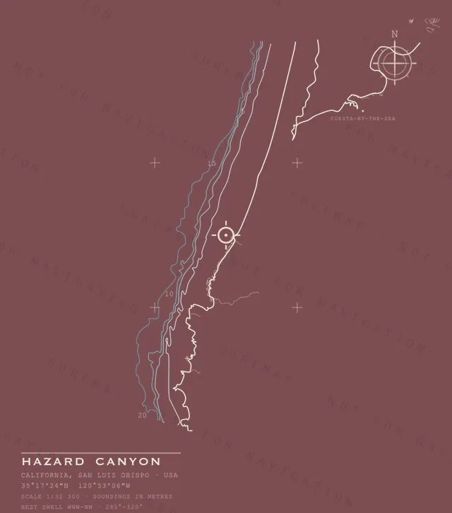 Hazard Canyon chart, the full artwork printed on the back