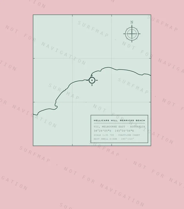 Hellicars Hill, Merricks Beach chart, the full artwork printed on the back