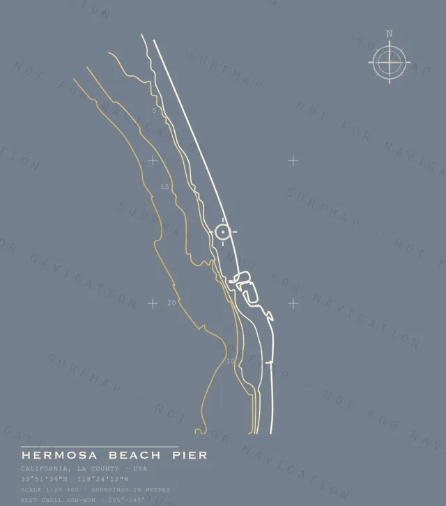 Hermosa Beach Pier chart, the full artwork printed on the back