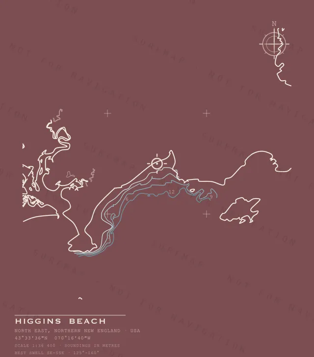 Higgins Beach chart, the full artwork printed on the back