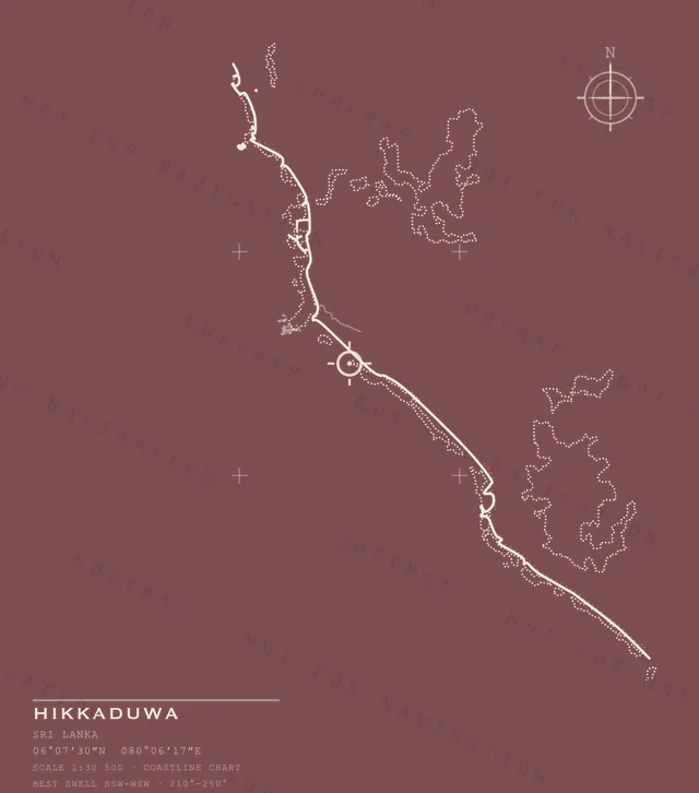 Hikkaduwa chart, the full artwork printed on the back