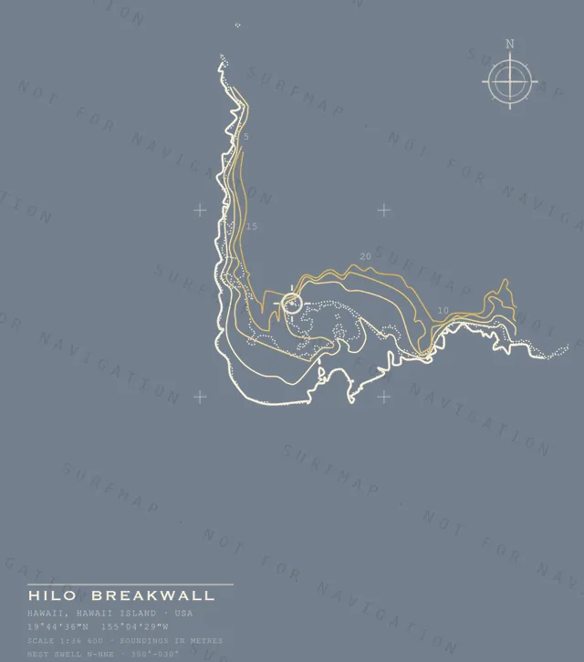 Hilo Breakwall chart, the full artwork printed on the back