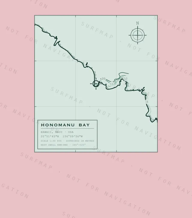 Honomanu Bay chart, the full artwork printed on the back