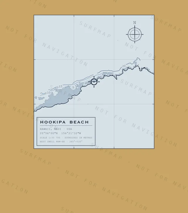Hookipa Beach chart, the full artwork printed on the back
