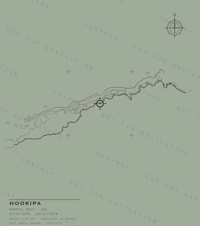 Hookipa chart, the full artwork printed on the back