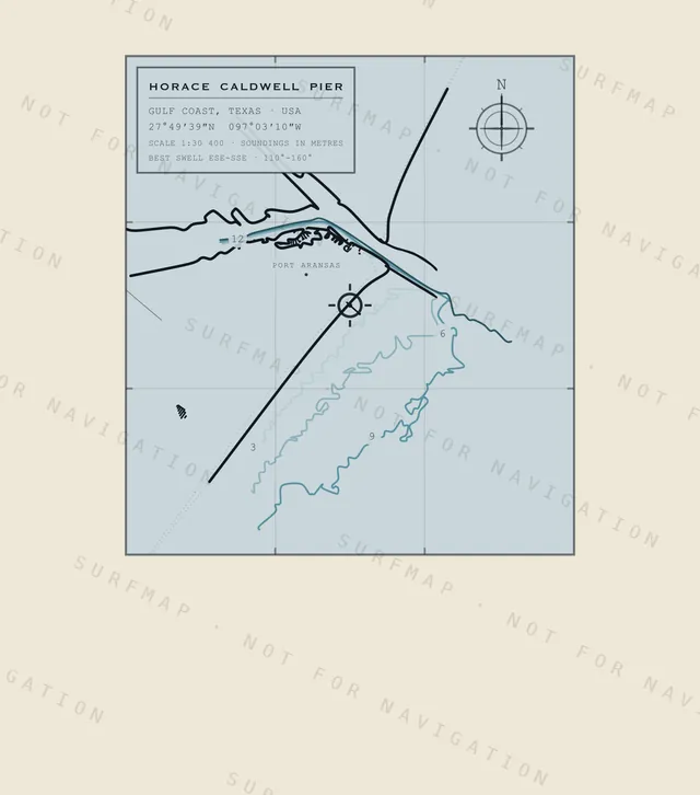 Horace Caldwell Pier chart, the full artwork printed on the back