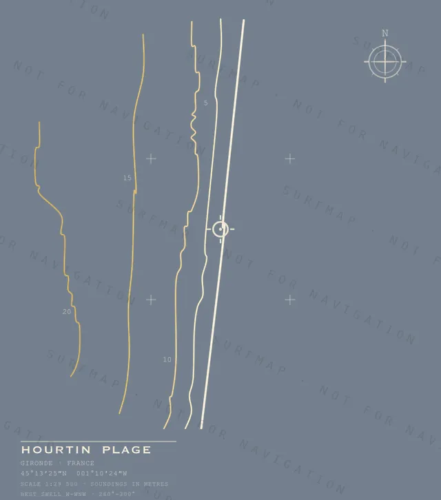 Hourtin Plage chart, the full artwork printed on the back