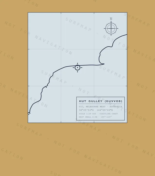 Hut Gulley (Guvvos) chart, the full artwork printed on the back