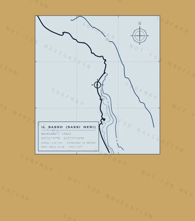 Il Sasso (Sassi Neri) chart, the full artwork printed on the back