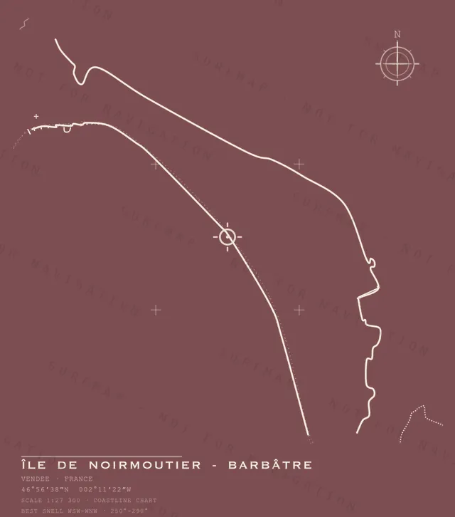 Île de Noirmoutier - Barbâtre chart, the full artwork printed on the back
