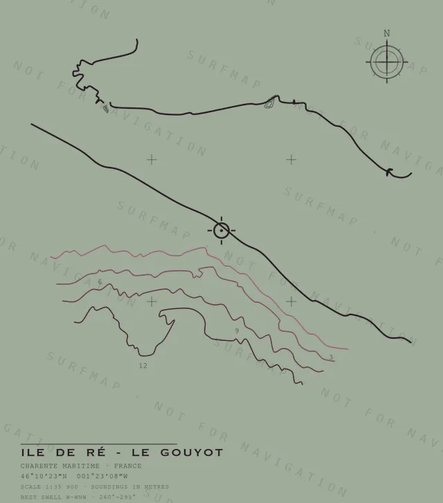 Ile de Ré - Le Gouyot chart, the full artwork printed on the back