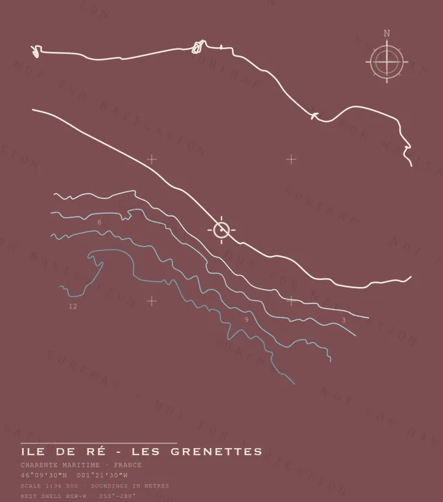 Ile de Ré - Les Grenettes chart, the full artwork printed on the back