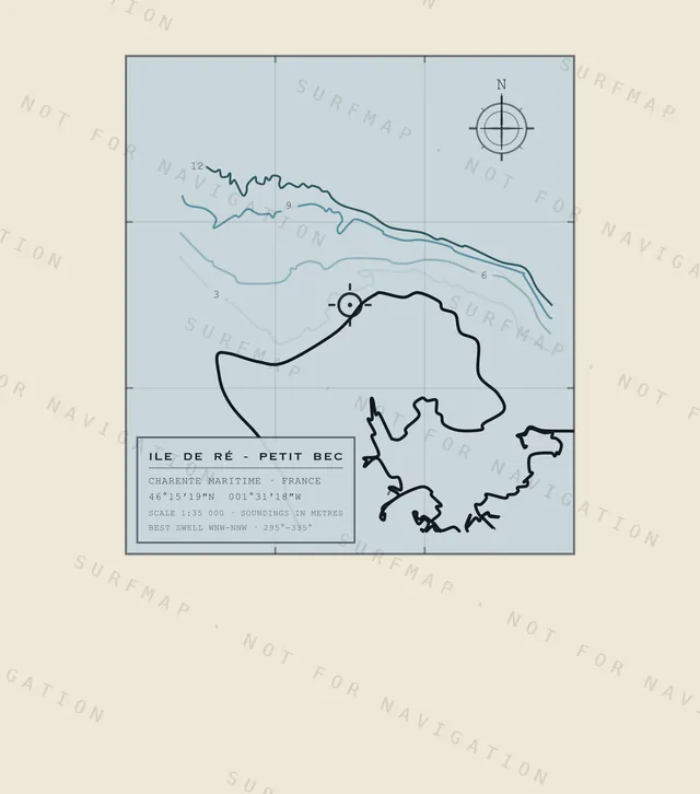 Ile de Ré - Petit Bec chart, the full artwork printed on the back