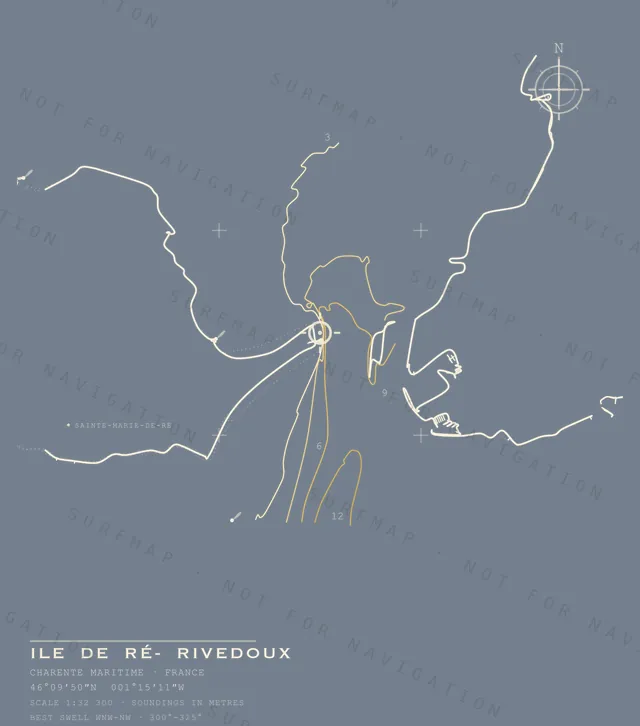 Ile de Ré- Rivedoux chart, the full artwork printed on the back