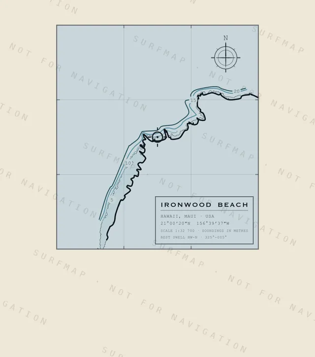Ironwood Beach chart, the full artwork printed on the back
