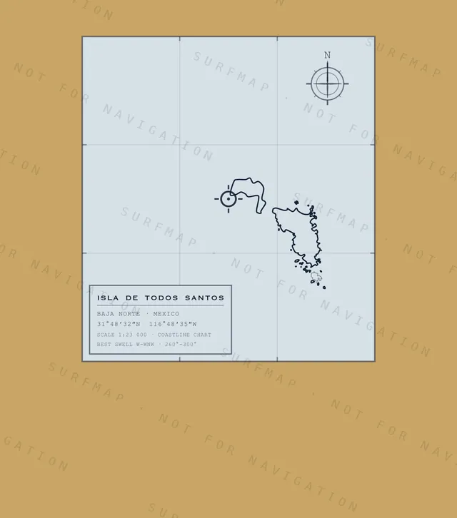 Isla de Todos Santos chart, the full artwork printed on the back