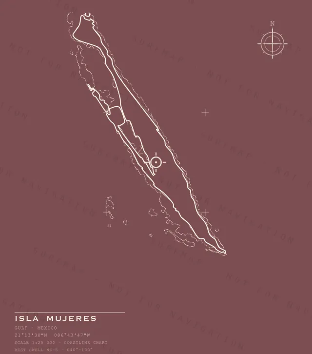 Isla Mujeres chart, the full artwork printed on the back