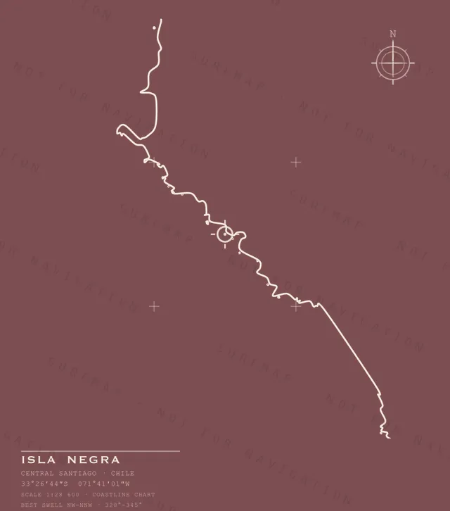 Isla Negra chart, the full artwork printed on the back