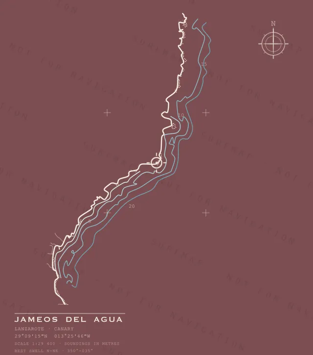 Jameos del Agua chart, the full artwork printed on the back