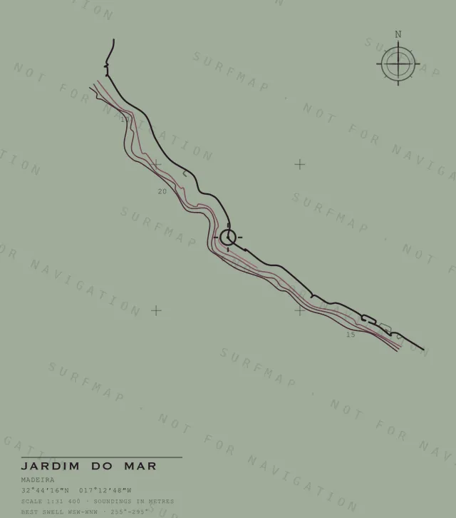 Jardim do Mar chart, the full artwork printed on the back