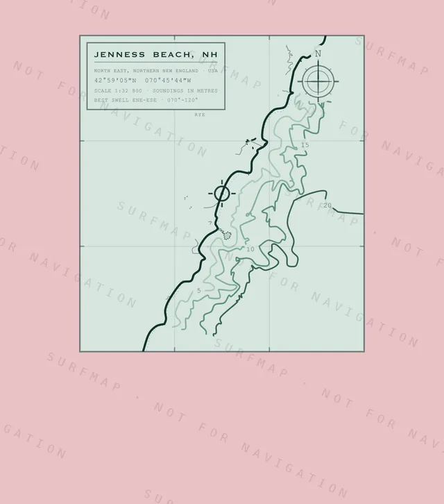 Jenness Beach, NH chart, the full artwork printed on the back