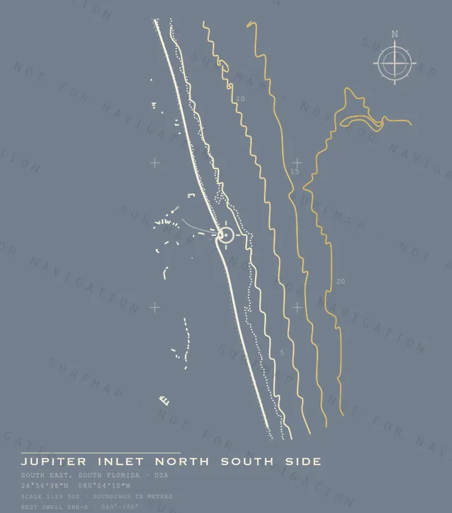 Jupiter Inlet North South Side chart, the full artwork printed on the back