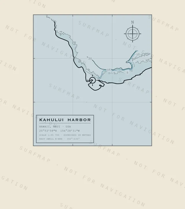 Kahului Harbor chart, the full artwork printed on the back