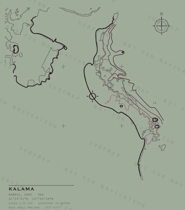 Kalama chart, the full artwork printed on the back