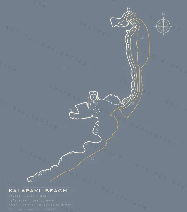 Kalapaki Beach chart, the full artwork printed on the back