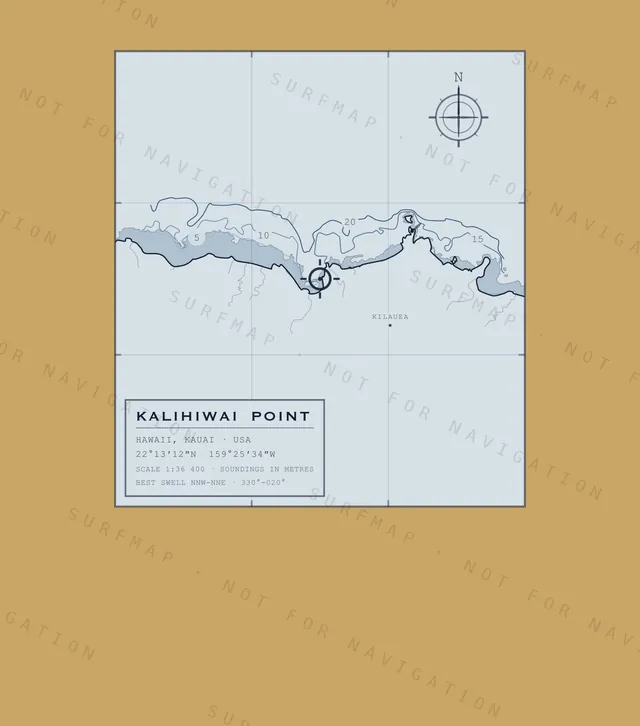 Kalihiwai Point chart, the full artwork printed on the back