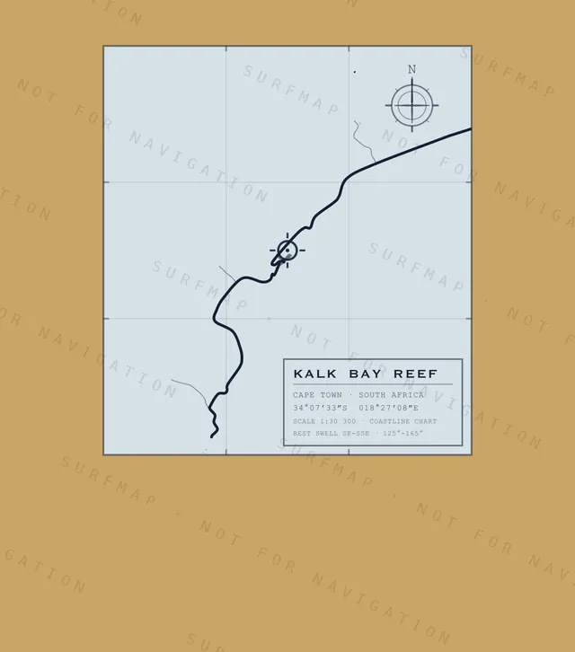 Kalk Bay Reef chart, the full artwork printed on the back