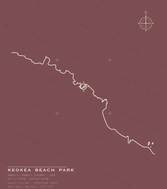 Keokea Beach Park chart, the full artwork printed on the back