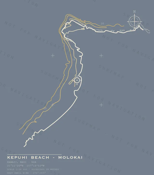Kepuhi Beach - Molokai chart, the full artwork printed on the back