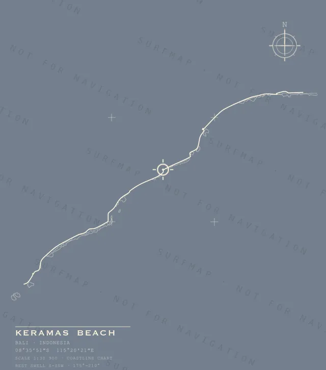 Keramas Beach chart, the full artwork printed on the back