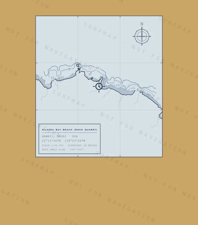 Kilauea Bay Beach (Rock Quarry) chart, the full artwork printed on the back