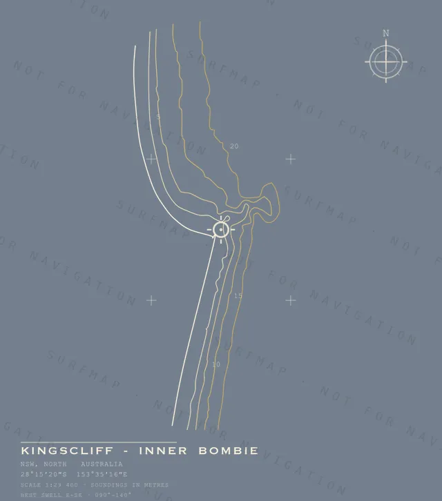 Kingscliff - Inner Bombie chart, the full artwork printed on the back