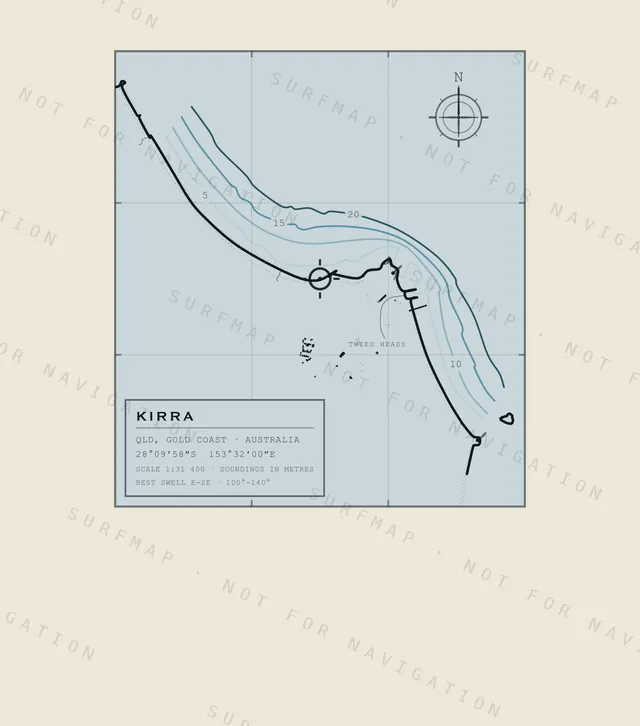 Kirra chart, the full artwork printed on the back