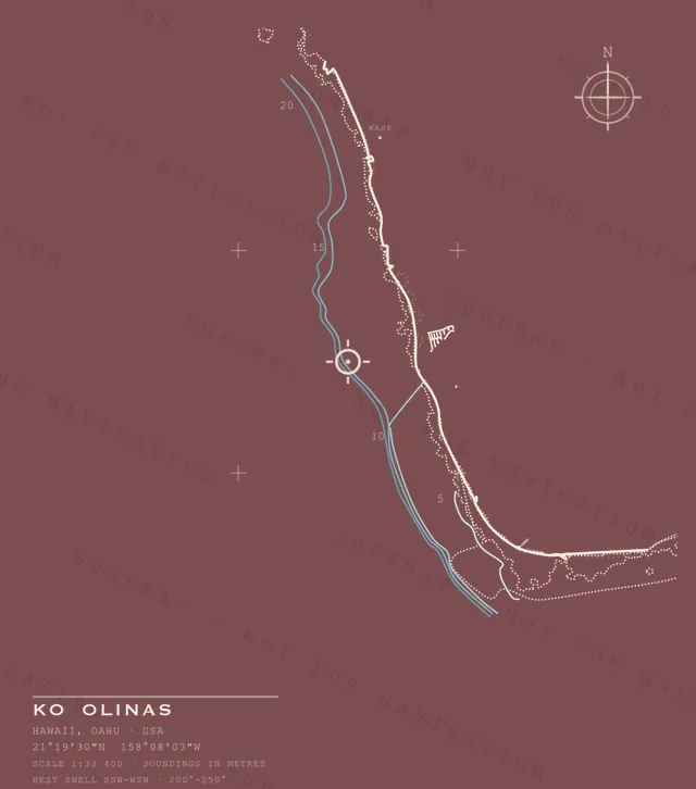 Ko Olinas chart, the full artwork printed on the back