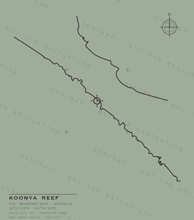 Koonya Reef chart, the full artwork printed on the back