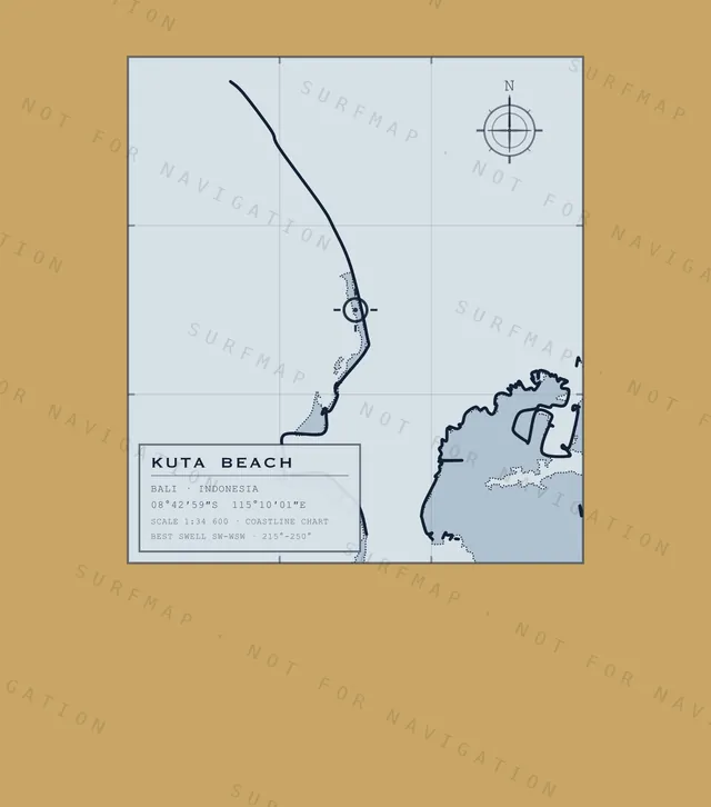 Kuta Beach chart, the full artwork printed on the back