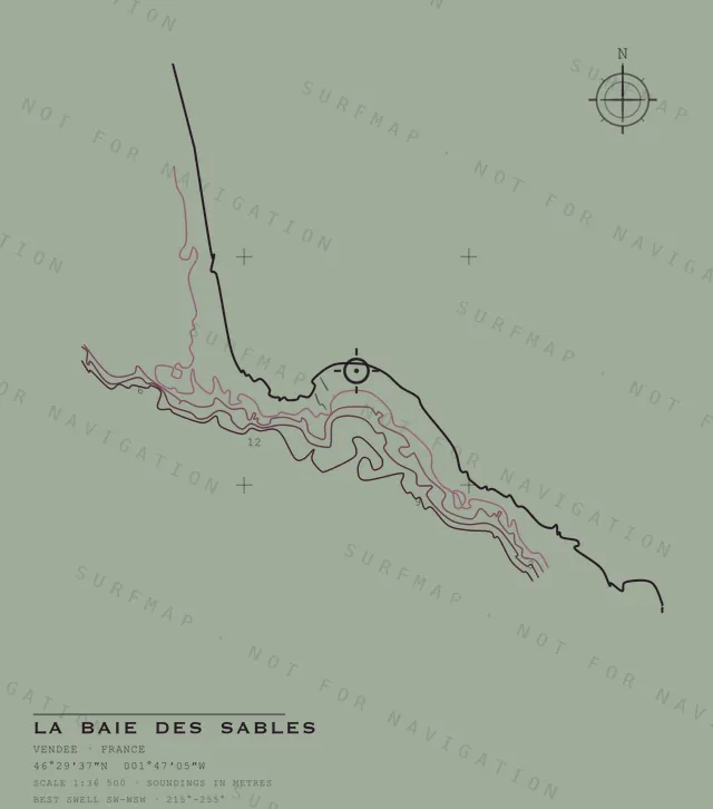 La Baie des Sables chart, the full artwork printed on the back