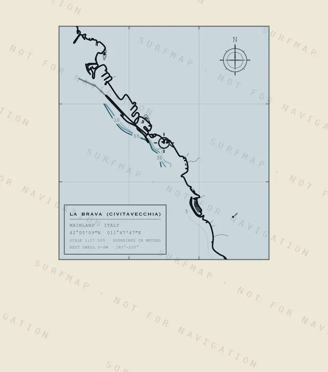 La Brava (Civitavecchia) chart, the full artwork printed on the back