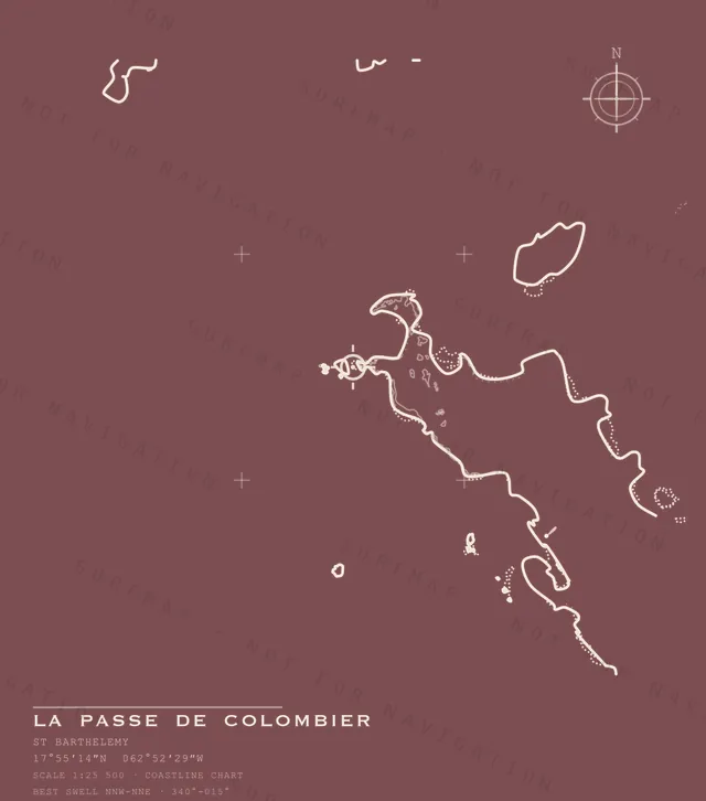 La Passe de Colombier chart, the full artwork printed on the back