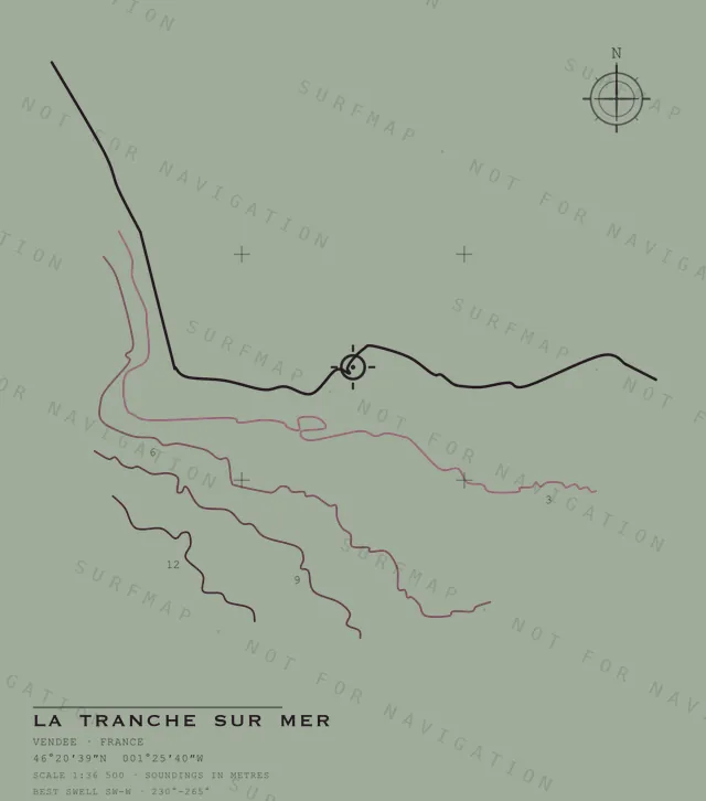 La Tranche sur Mer chart, the full artwork printed on the back