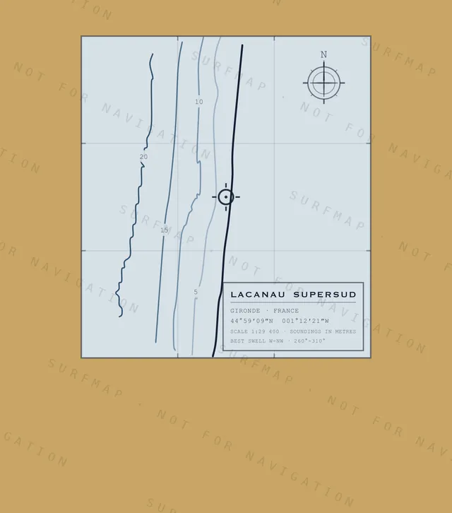 Lacanau Supersud chart, the full artwork printed on the back