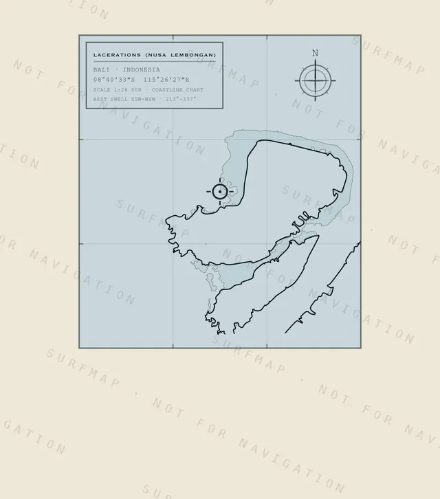 Lacerations (Nusa Lembongan) chart, the full artwork printed on the back