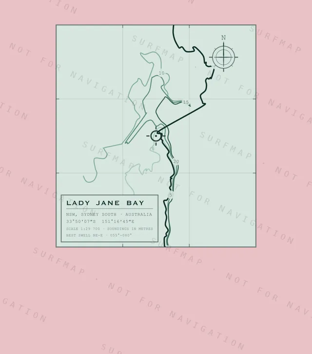 Lady Jane Bay chart, the full artwork printed on the back