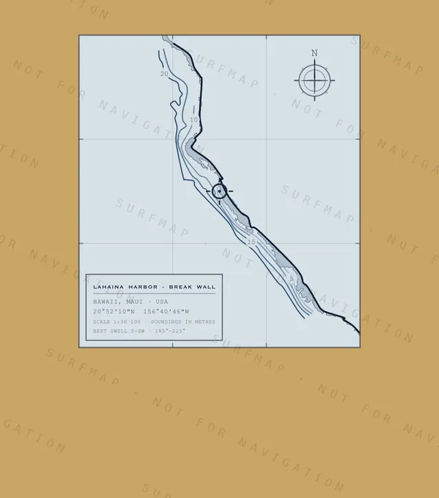 Lahaina Harbor - Break Wall chart, the full artwork printed on the back