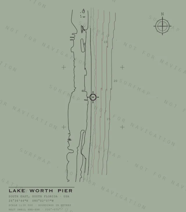Lake Worth Pier chart, the full artwork printed on the back