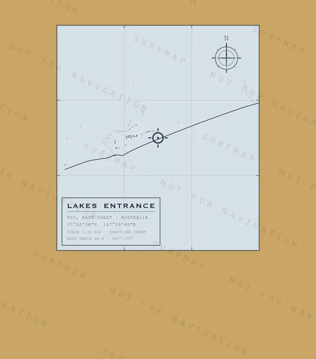 Lakes Entrance chart, the full artwork printed on the back